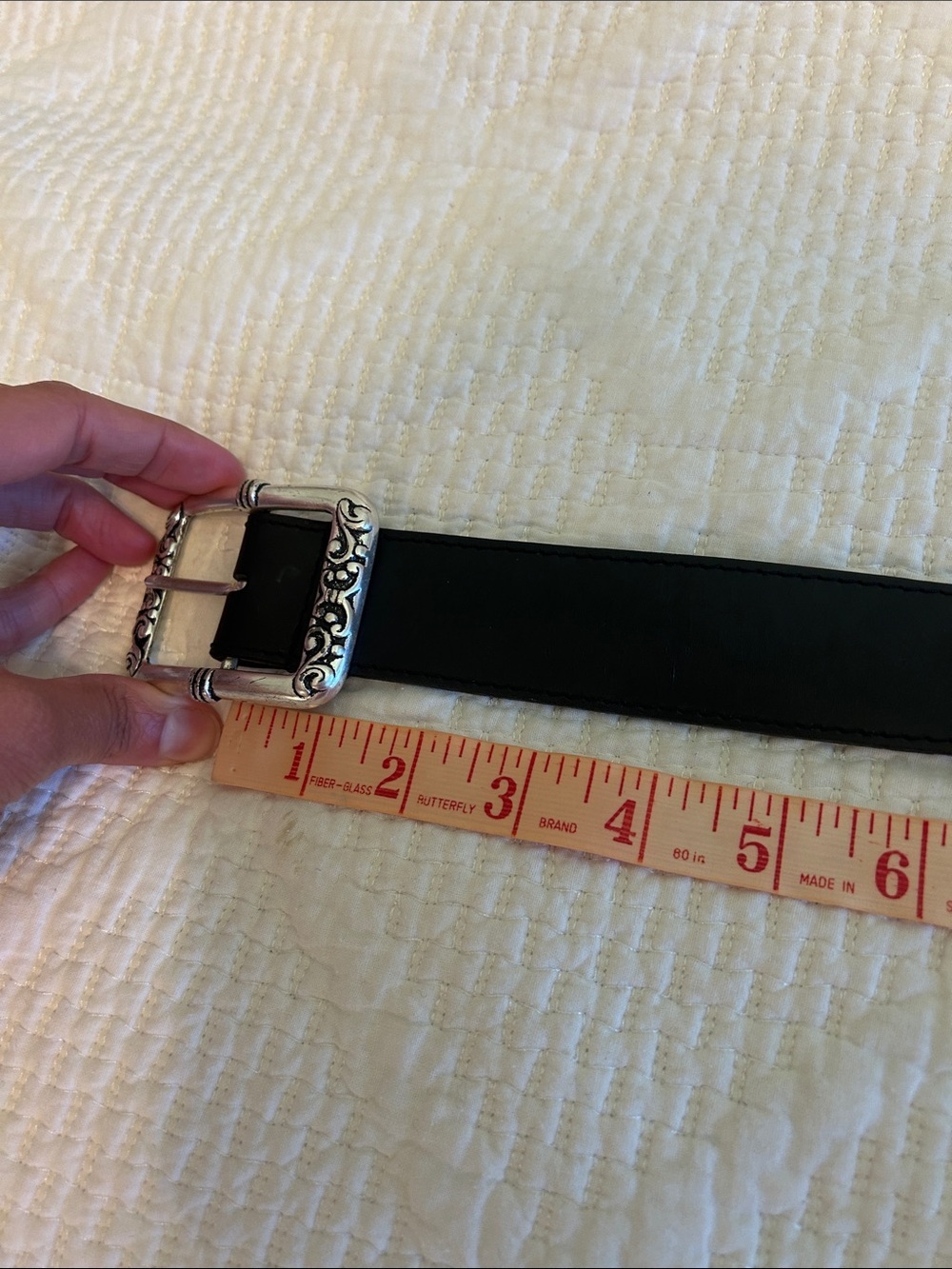 Donna Katz Black Leather Belt with Decorative Silver Buckle - Picture 10 of 12